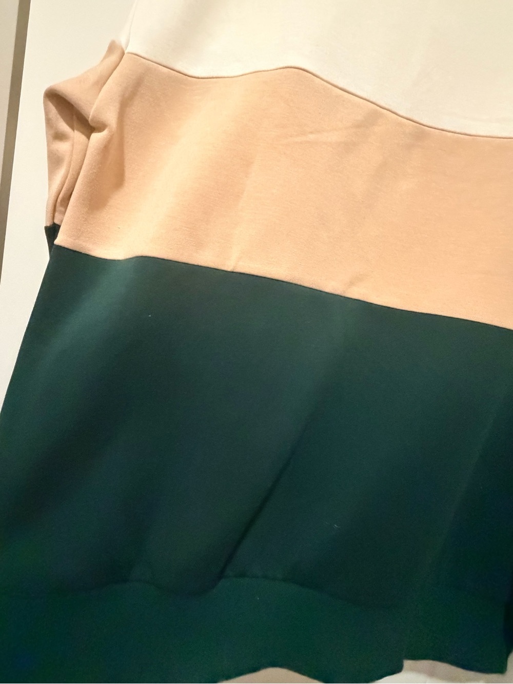 Women's Colorblock Half-Zip Pullover Sweatshirt - Cream, Tan & Dark Green - Picture 6 of 10